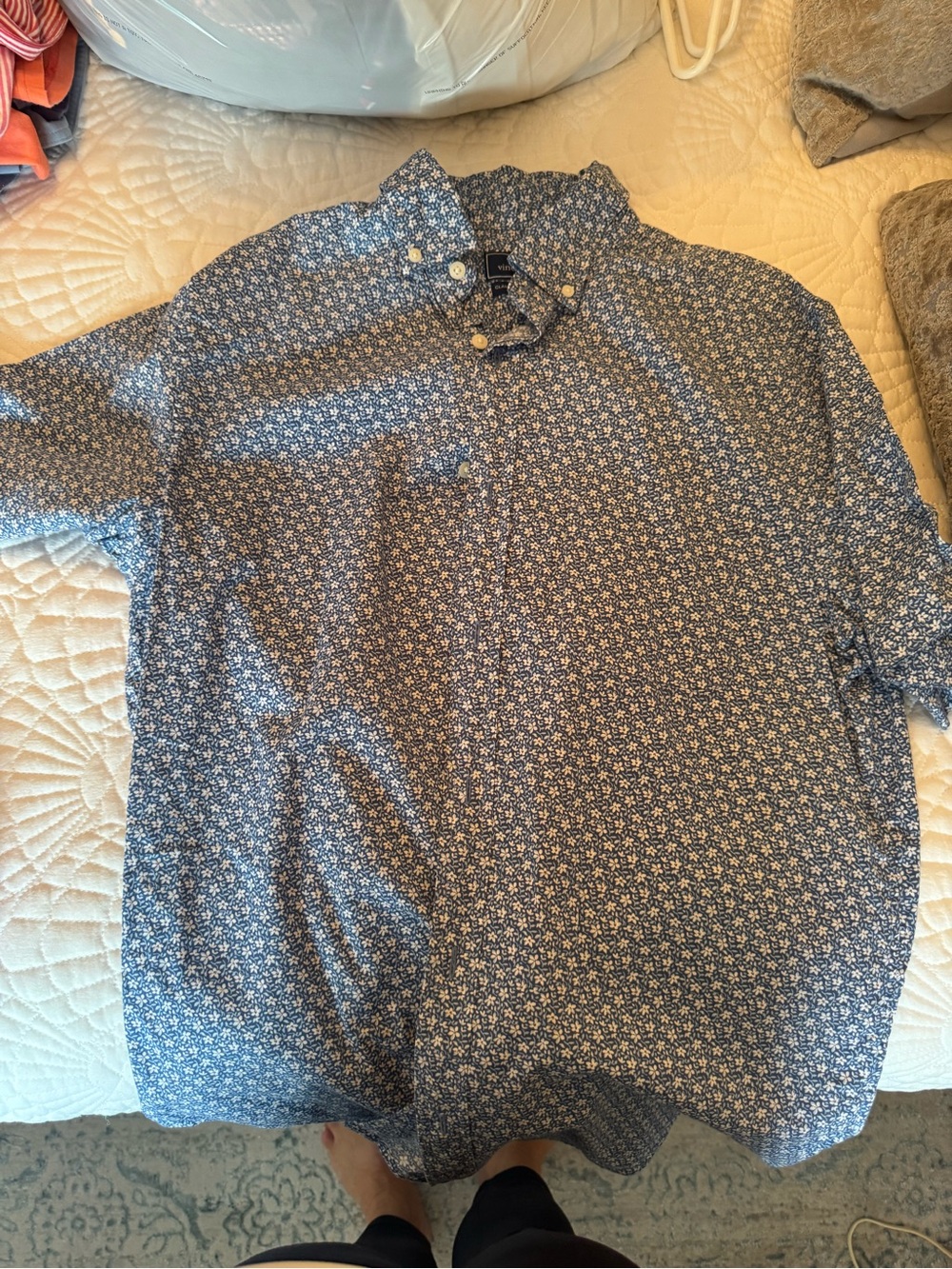 Vineyard Vines Navy Blue Micro Floral Button-Down Shirt